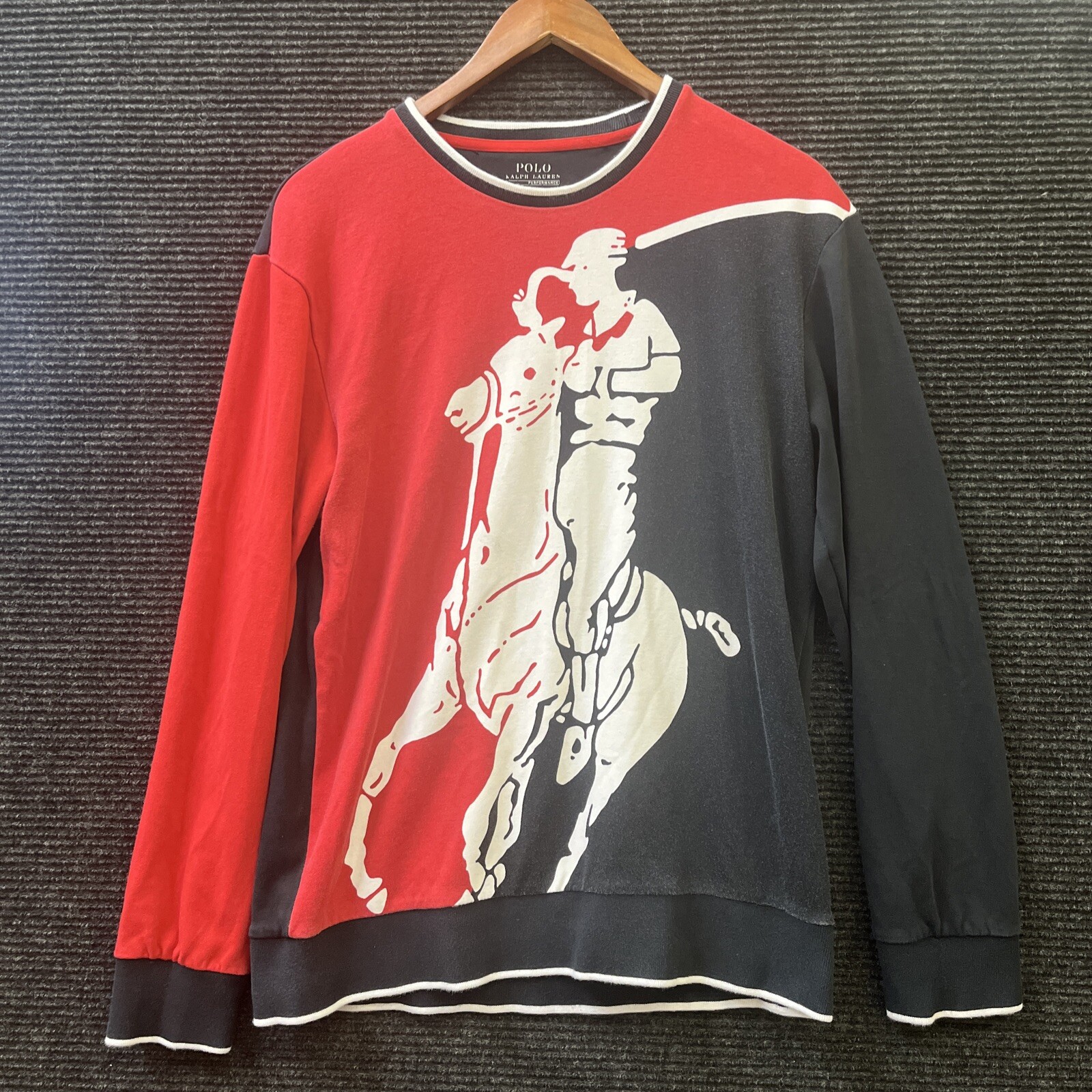 ?Polo Ralph Lauren Performance P Wing Big Pony Felpa Uomo Small Nero Rosso