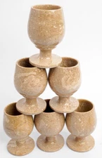 Handmade Natural Tippi Marble Wine Goblets - Set of 6, 2.5" x 4" , Cap: 100 mL