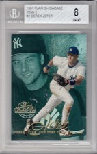 1997 Flair Showcase Derek Jeter Row 2 Section 1 Yankees Hitting Record #2 BGS 8