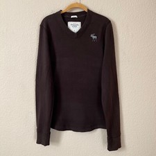 Abercrombie  Fitch Size L Men Brown Muscle Fit 100 Cotton Preppy Sweater