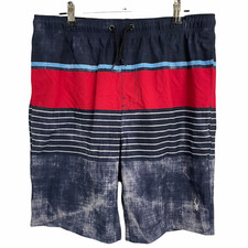 Spyder Boys Blue Red Grey Striped Lined Swim Trunks XL 18-20