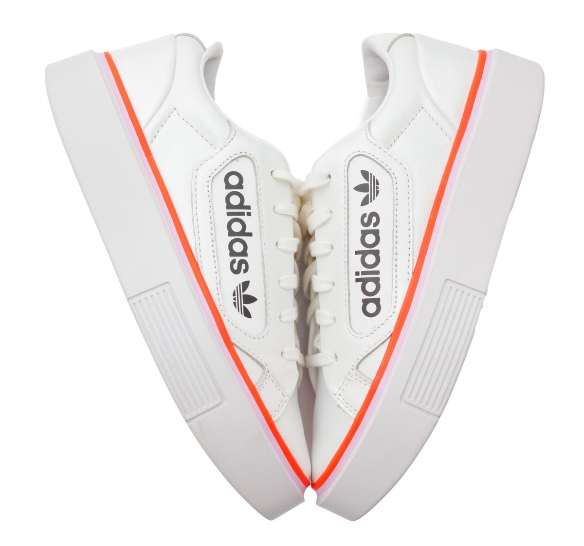 Adidas Sleek Super W Platform Sneakers Leather White Lilac Womens Chunky