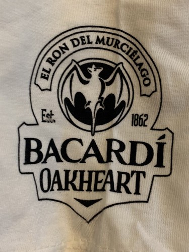 Mens Bacardi Oakheart Spiced Rum Tshirt Cream Colored With Large Bacardi Bat New - Picture 16 of 18