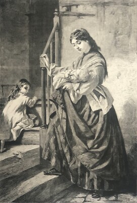 Die Junge Mutter Nach M.E. Barnes Graviert Von Thomas Um 1860 Kind Baby