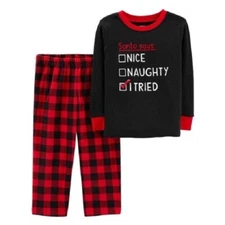 Carter's Santa Naughty Nice Thermal Top Fleece Pants (24 Mo) Christmas Pajamas