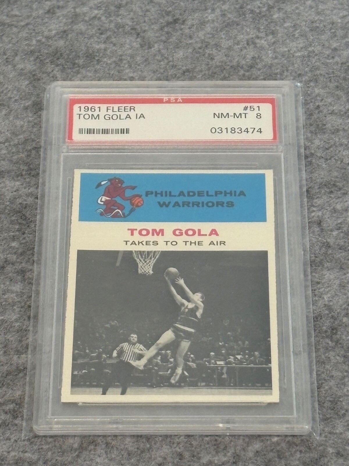 1961 Fleer Basketball #51 Tom Gola In Action HOF PSA 8