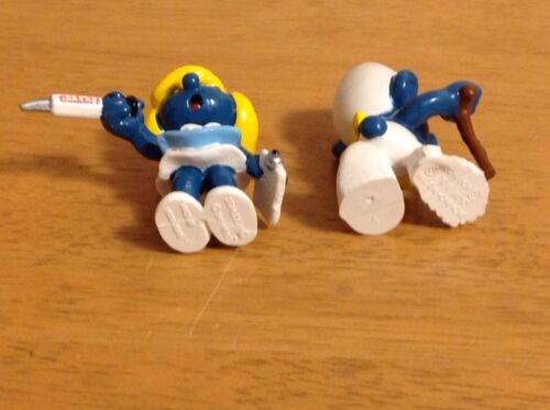 Vintage Injured Smurf Cast and Cane 1978 20097 Nurse Smurfette 1981 20139 - Bild 3 von 3