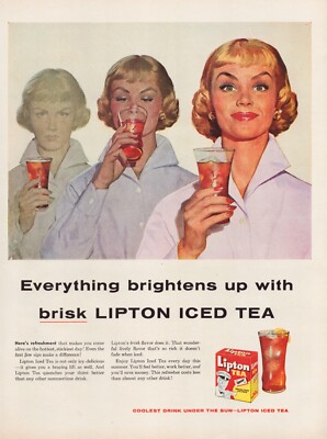 Lipton Iced Tea 1956 Print Ad Summer Refreshment Full Page 10.5 x 13.5