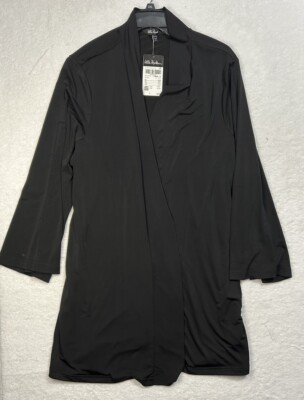 Ulla Popken Womens Size 16/18 3/4 Sleeve Black Cardigan Top New (L7)
