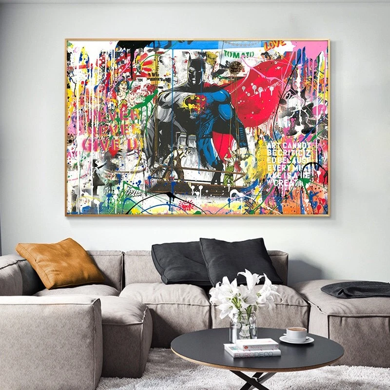 Superhero graffiti pop art canvas Wall Art Modern Wall Decor Design home decor - Imagem 2 de 4