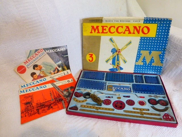 Boîte De Construction Meccano N°3 - Métal, Neuve - Jeu De Construction Vintage