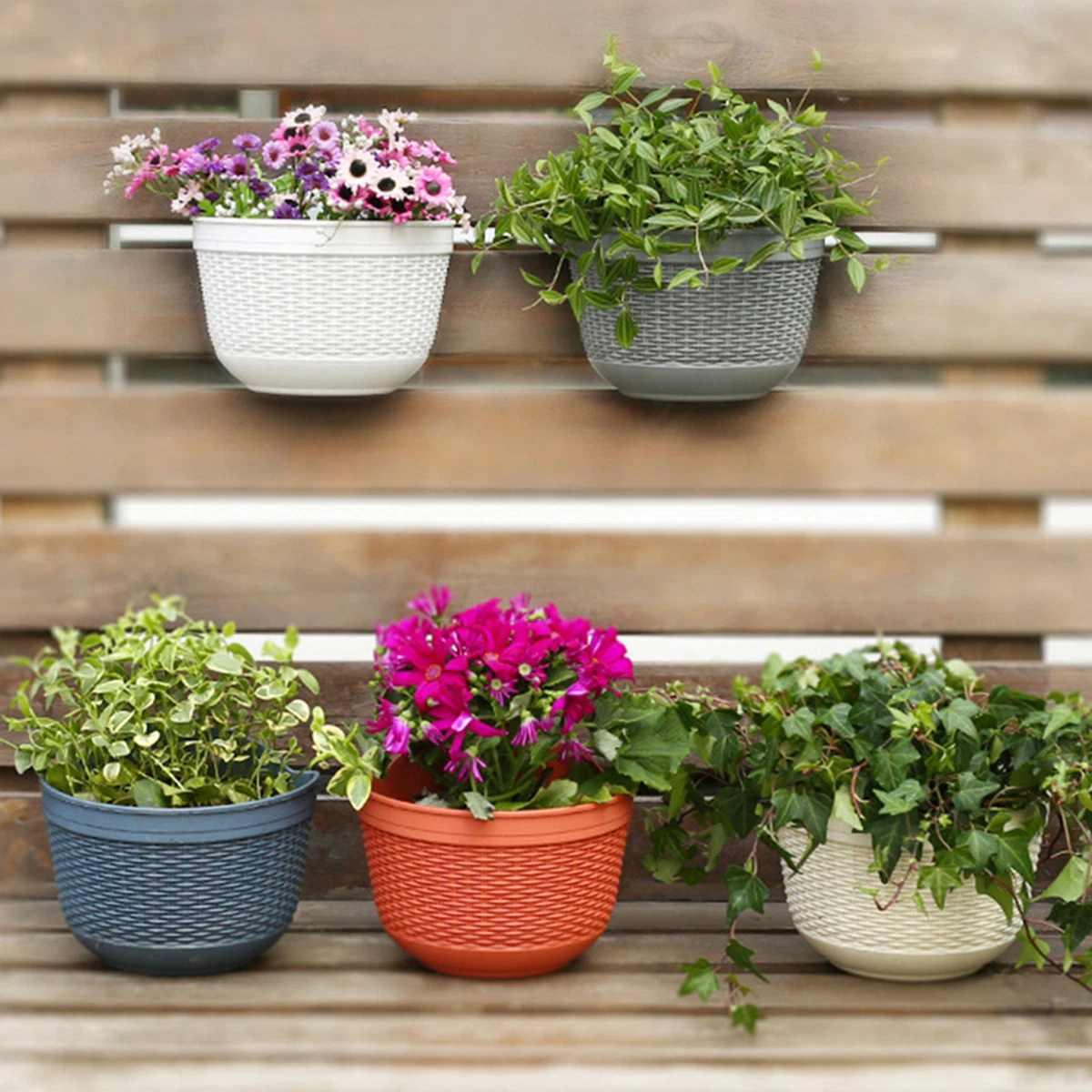 Wall Hanging Flower Pots Fence Garden Balcony Corner for Indoor