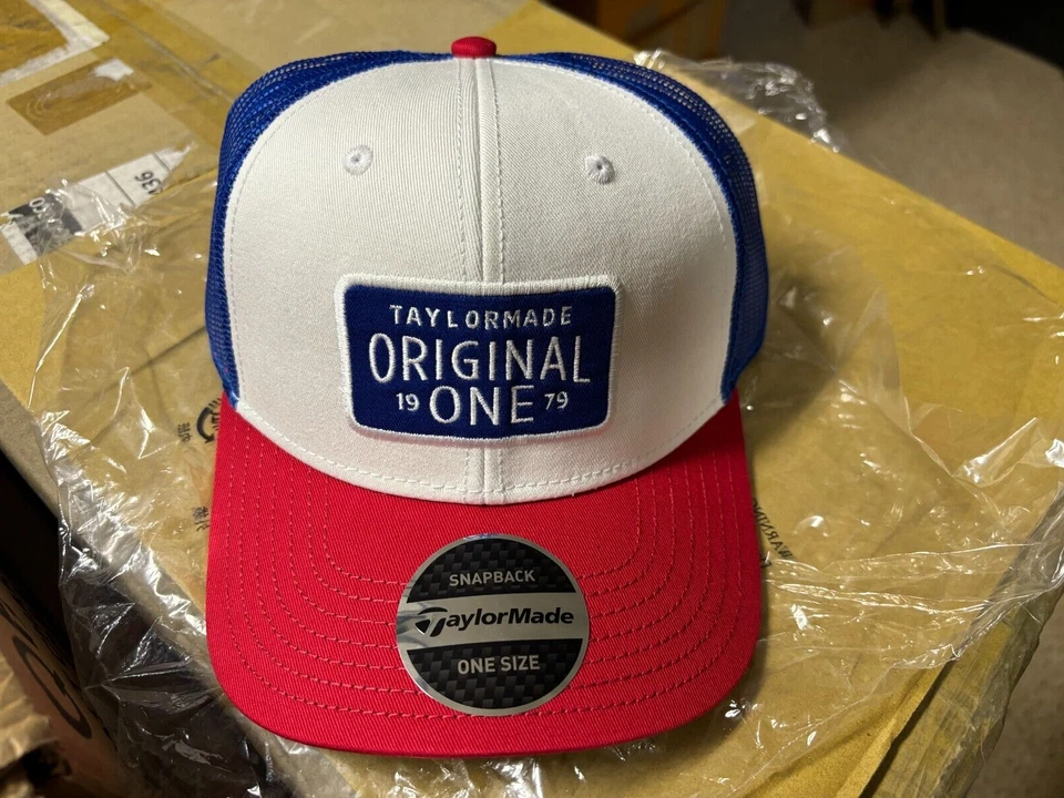 TAYLORMADE TM ORIGINAL ONE SNAPBACK LS TRUCKER GOLF HAT CAP - red white blue NEW