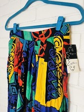 Vintage NOS EVA 80  s Multi Colored Loud Abstract Cropped Pants Gaucho Sz 11-12