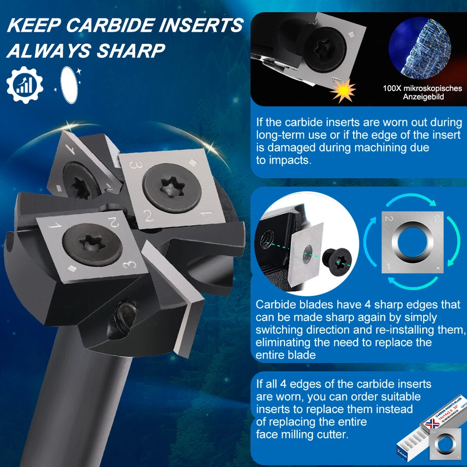 CNC Spoilboard Surfacing Router Bit 1/2" Shank Carbide Insert Cutters Planer Bit - image 4 of 4