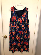 NEW Lands End Womens Plus SZ 22W Ponte Like Sleeveless Floral Dress