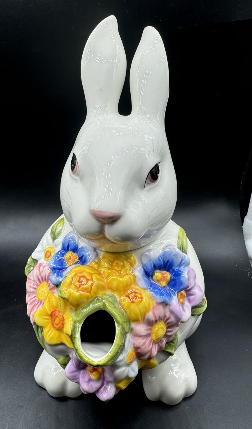 Harry & David Spring Easter Teapot Pitcher Bunny Rabbit Flowers 11" 2007