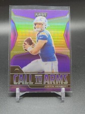 2021 Panini Playoff Justin Herbert Call to Arms Purple Prizm #CA-JHE Chargers