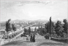 MEXICO - IZTACCIHUALT and POPOCATEPETL seen from MEXICO in the 19th century - 19th century engraving