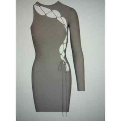 SKIMS Size 3X 3XL NWT ap-drs-2110 Chrome Gray One Shoulder Lace-Up Mini  Dress | eBay