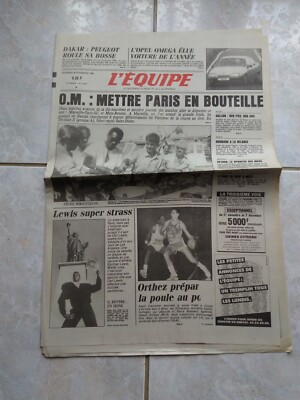 OLYMPIQUE DE MARSEILLE JOURNAL L'EQUIPE 28. November 1986