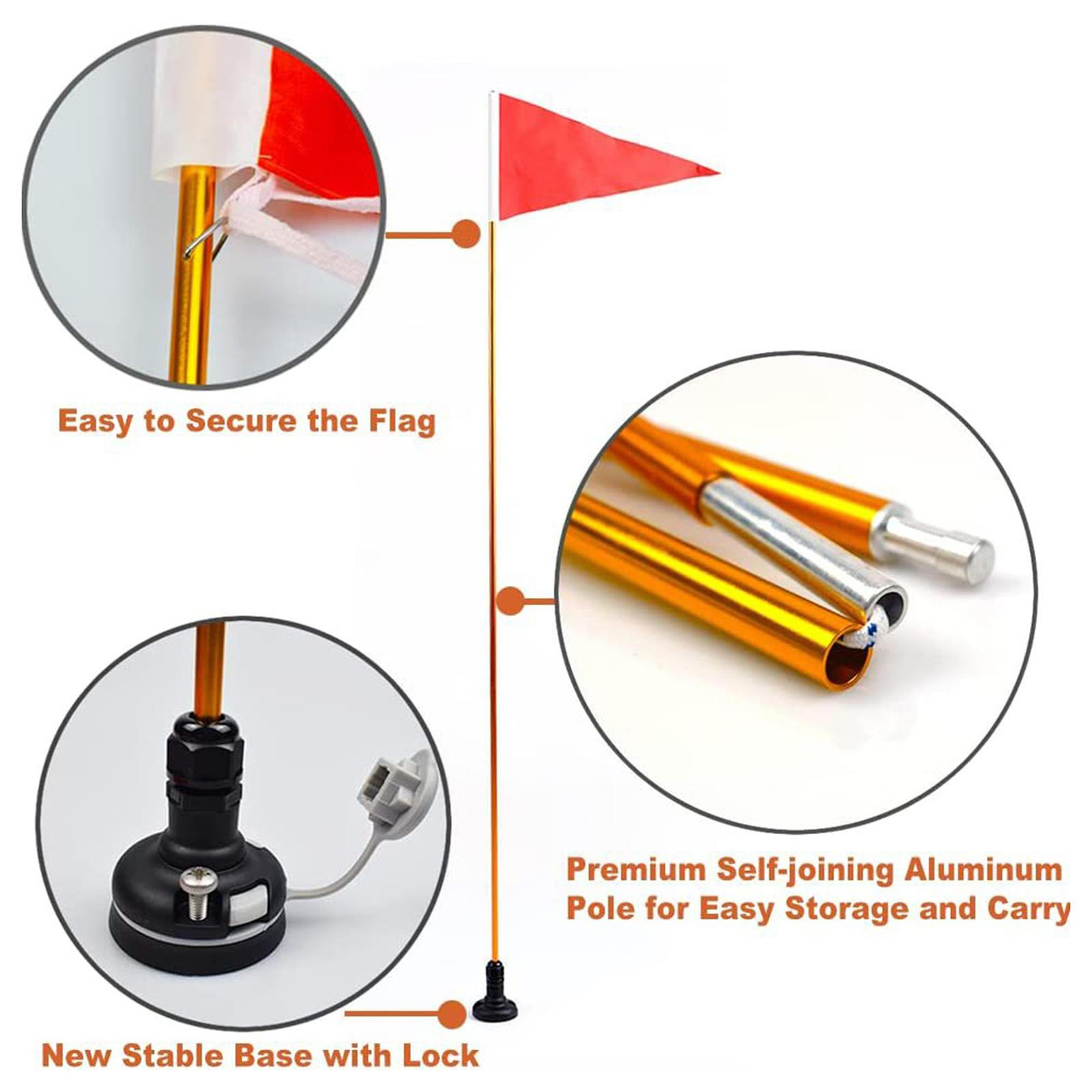 Kayak Flag Pole Foldable Flagpole Safety Flag Stable Base Kayak DIY Accessories