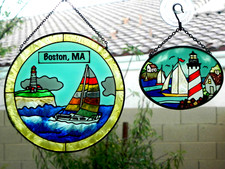 Light House /Sailboats Stained Glass Suncatchers Nautical decor.