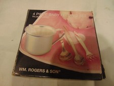 SILVER PLATED 4 PIECE BABY FEEDING SET ROGERS AND SON