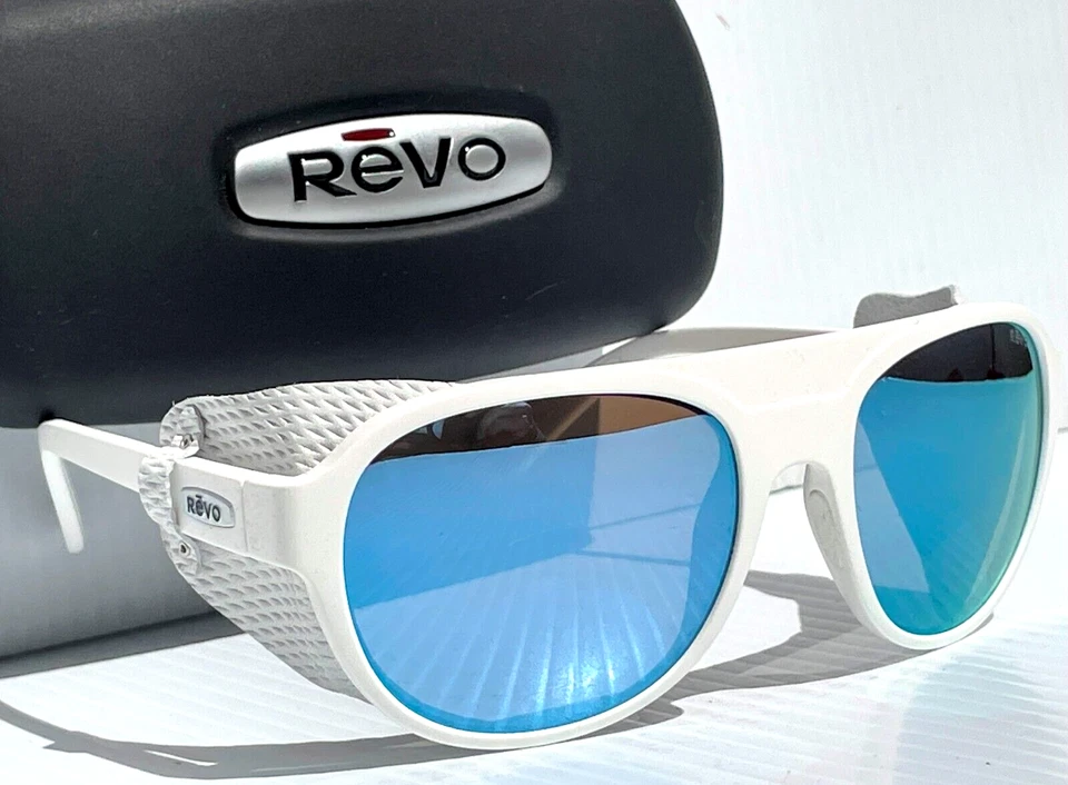 NUEVO REVO TRAVERSE Blanco Mate POLARIZADO Azul Lente Agua Gafas de Sol 1036 09 BL Foto 4 de 4