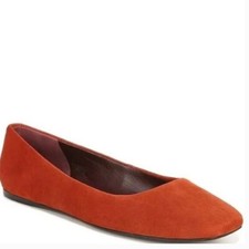 NEW Franco Sarto Flexa Amaya Ballet Suede Square Toe Flats Burnt Orange 10