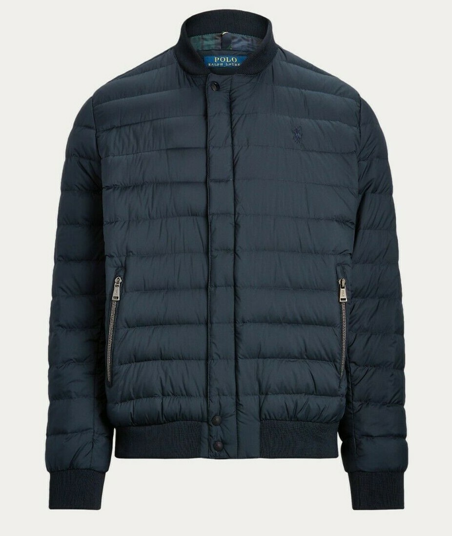Giacca bomber Polo Ralph Lauren blu navy trapuntata con logo pony Ripstop nuova con etichette
