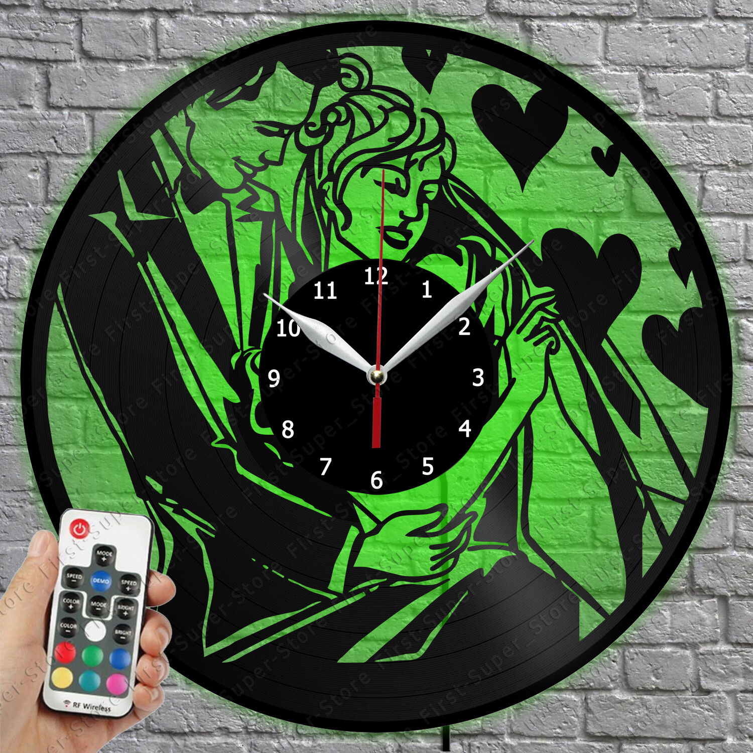LED Wall Clock with Vinyl Record Design and LED Light for Weddings 1837-image