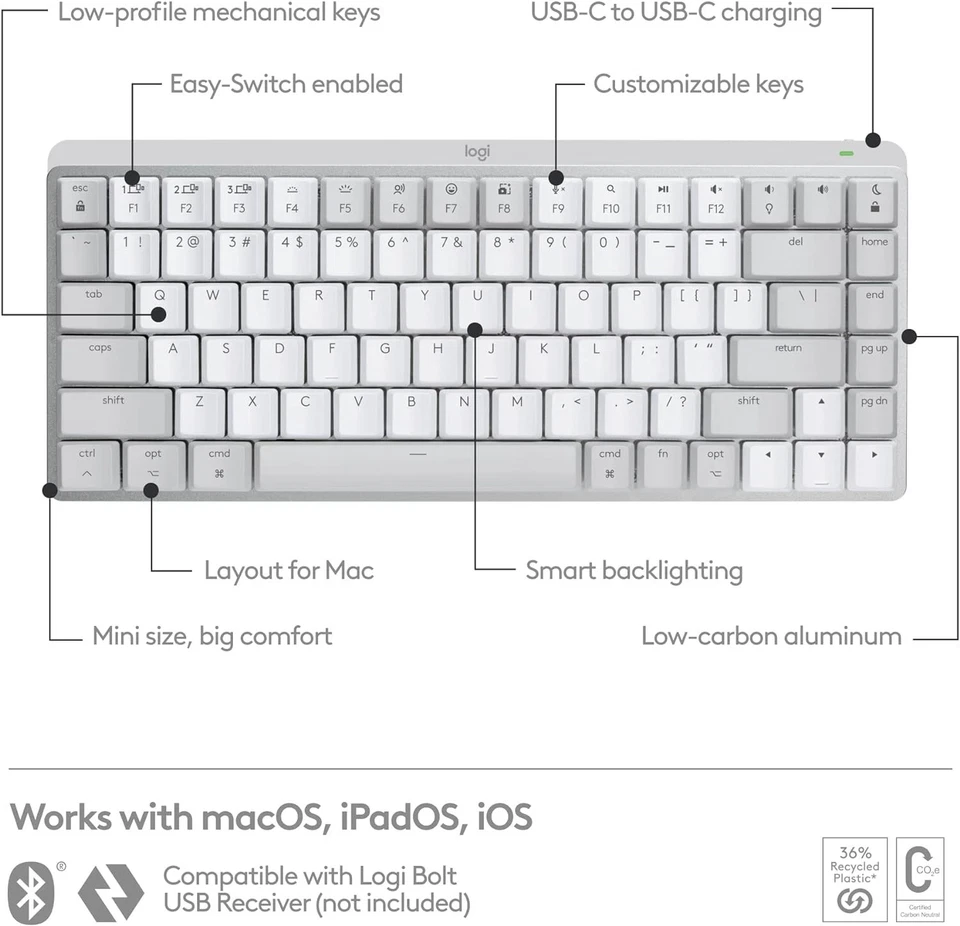 🔥NEW Logitech MX Mechanical Mini for Mac Wireless Illuminated Keyboard - Image 2 of 4