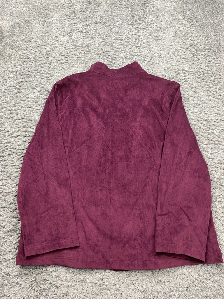 Chaqueta BonWorth Mujer Grande Pequeña Borgoña Pana Cremallera Completa Adorno de Cuentas Foto 2 de 4