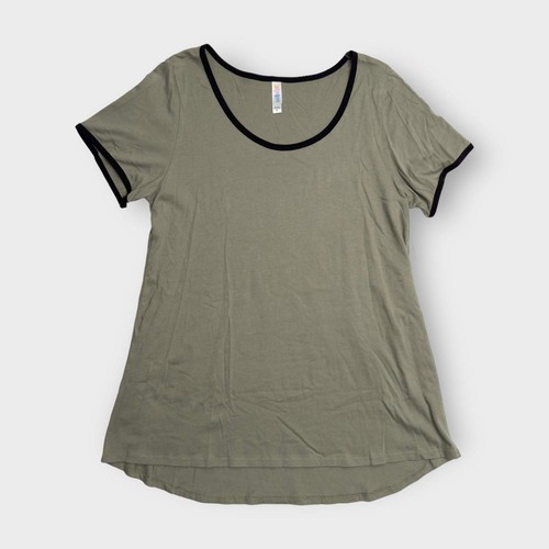LuLaRoe Classic T Damen XL Kurzarm Oberteil Neu mit Etikett hellgrün/schwarz paspeliert