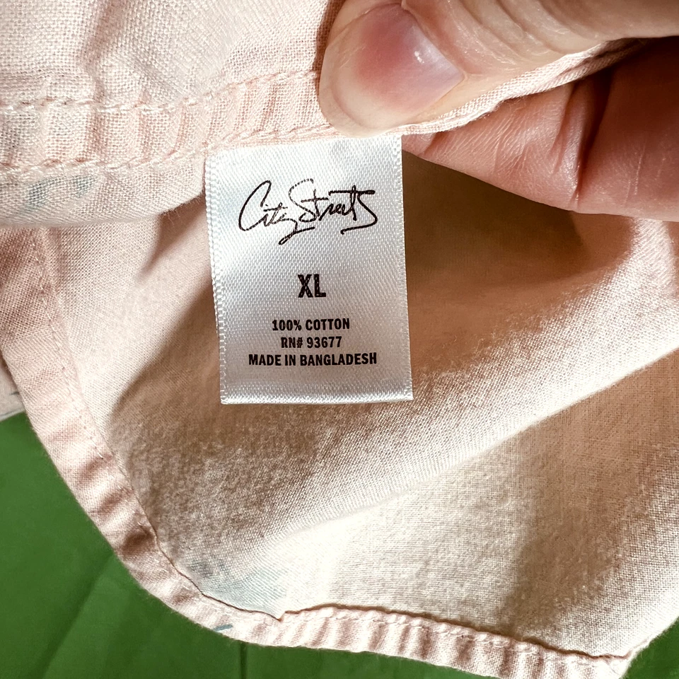 Camisa de hombre City Streets años 90 abotonada verde melocotón palmeras 🌞 talla XL Foto 4 de 4