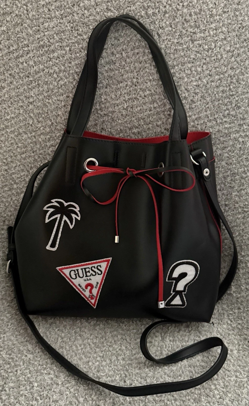Guess Black Red Handbag Purse Logo