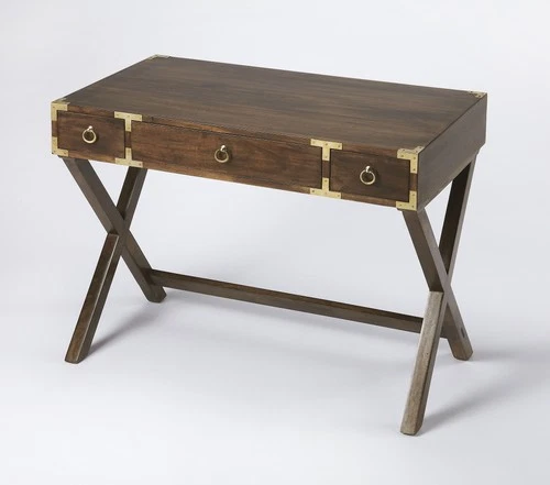 Elegant Mango Wood Campaign Writing Desk - Picture 1 of 4