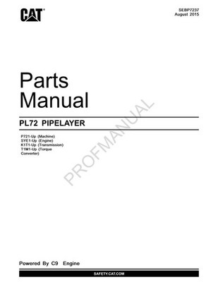 Caterpillar PL72 Pipelayer Parts Catalog Manual ser P721Up T1M1Up SYE1Up K1T1Up