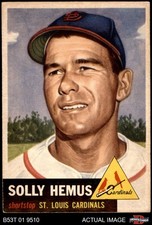1953 Topps #231 Solly Hemus Cardinals DOUBLE-PRINT 4.5 - VG/EX+
