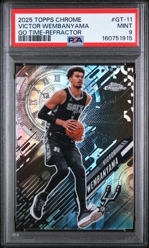 2025 TOPPS CHROME GO TIME REFRACTOR #GT-11 VICTOR WEMBANYAMA PSA 9