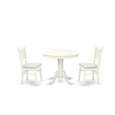 ANVA3-LWH-C - Juego de mesa de comedor de 3 piezas - 2 sillas de madera y comedor redondo...
