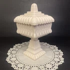 VTG Westmoreland Shell Pink Milk Glass Wedding Box Pedestal Candy Dish with Lid