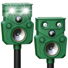 Solar Animal Repeller Ultrasonic, Motion Sensor, Waterproof, Flash Light, Out...
