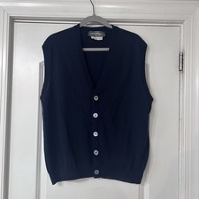 Salvatore Ferragamo Sweater Vest Men s M Button Front Navy Quiet Luxury Vintage