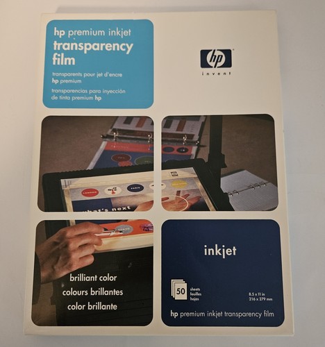 HP HEWLETT PACKARD Premium Inkjet Transparency Film C3834A Open Box 38 Sheets