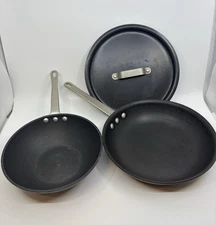 Calphalon Commercial Anodized 1310 10" Skillet w/ Lid & G175HC Small Wok USA