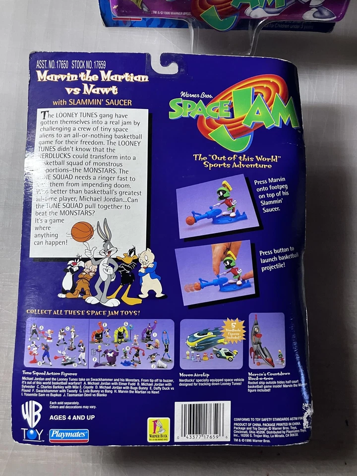 Vintage 1996 Space Jam Playmates Figures Lot Marvin vs Nawt Swackhammer Tweety - Image 3 of 4