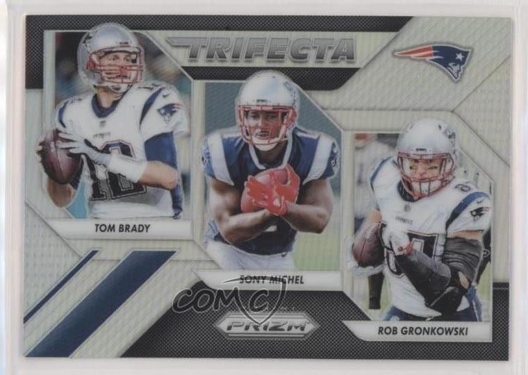 2018 Panini Prizm Trifecta Rob Gronkowski Sony Michel Tom Brady #TRI-NE 5w7