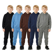 Kids Boys plain Tracksuit Hooded Sweatshirt Set Jogging Bottoms Hoodie top hoody